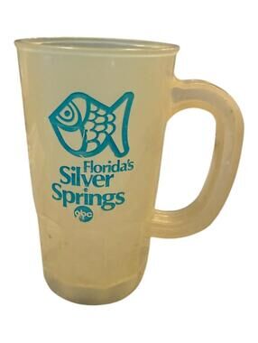 Vintage Florida's Silver Springs ABC Souvenir Frosted Mug Fish Logo